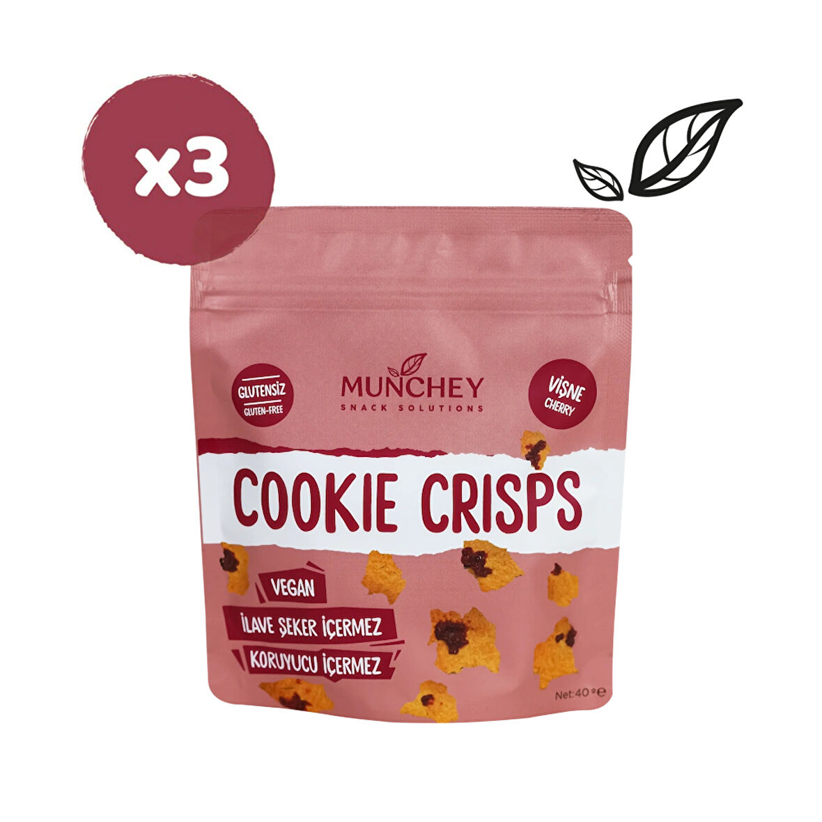 40gr 3'lü Cookie Crisps Vişne 