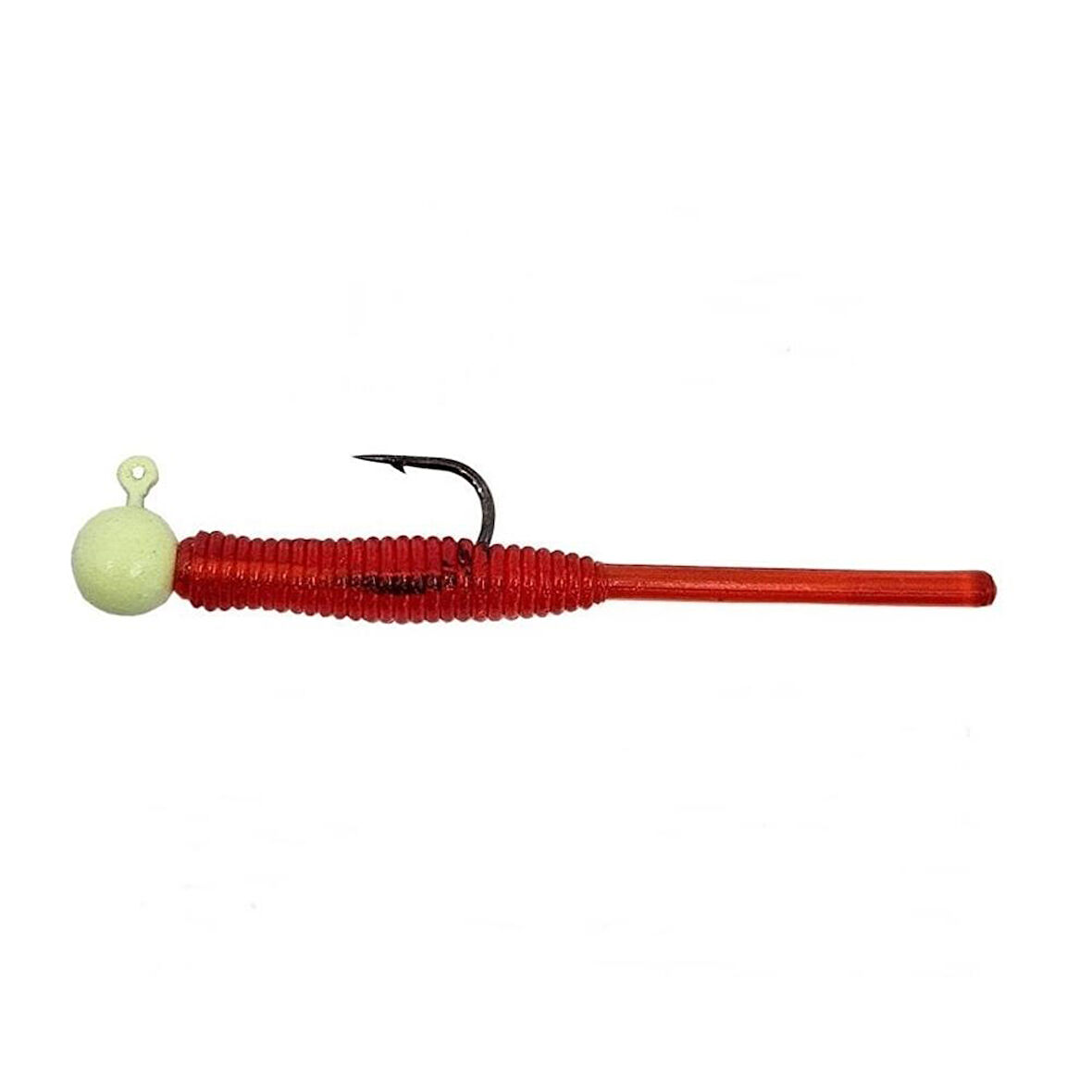 Kendo Hook Worm CY090 Jighead+Lrf Silikonu 1gr+4.5cm Head Glow/Red