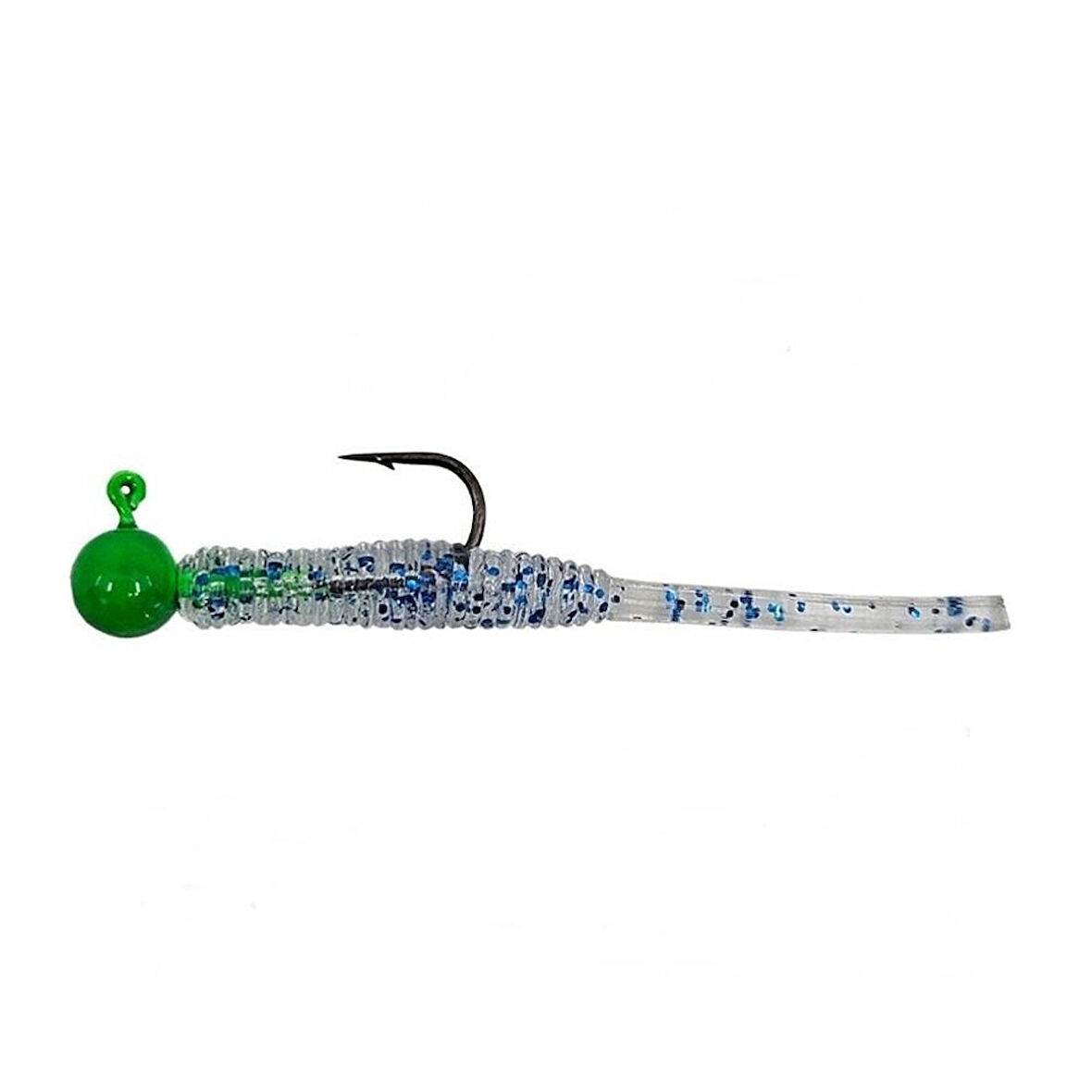 Kendo Hook Worm CY090 Jighead+Lrf Silikonu 1gr+4.5cm Head Green/Blue Glitter