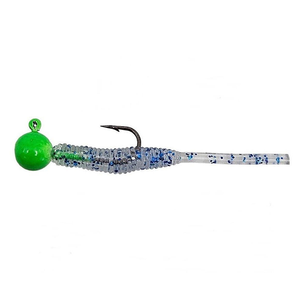 Kendo Hook Worm CY092 Jighead+Lrf Silikonu 2gr+4.5cm Head Green/Blue Glitter