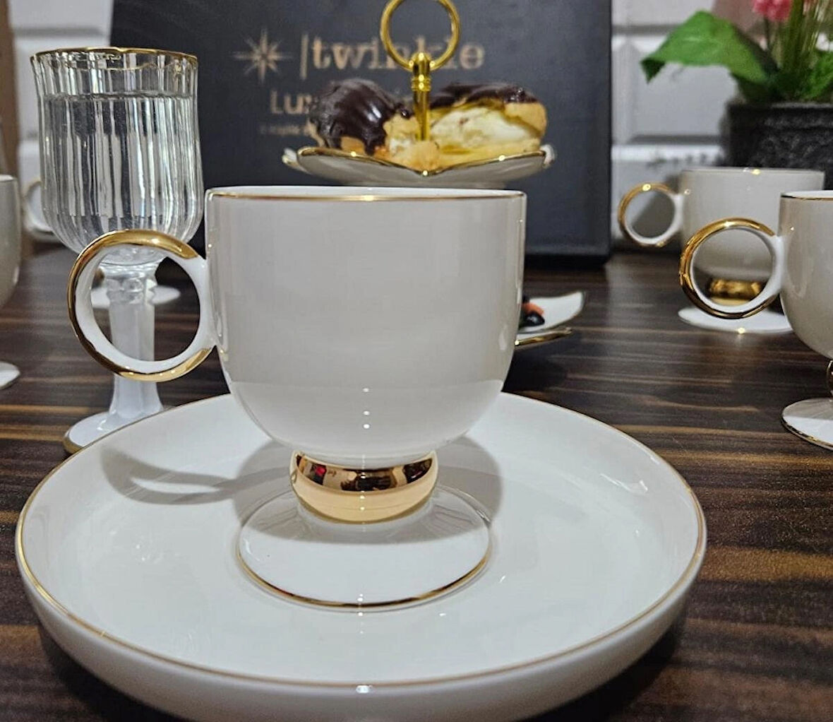 Twinkle Luxury Gold Bone Porselen Kahve Fincan Takımı 01Gld01