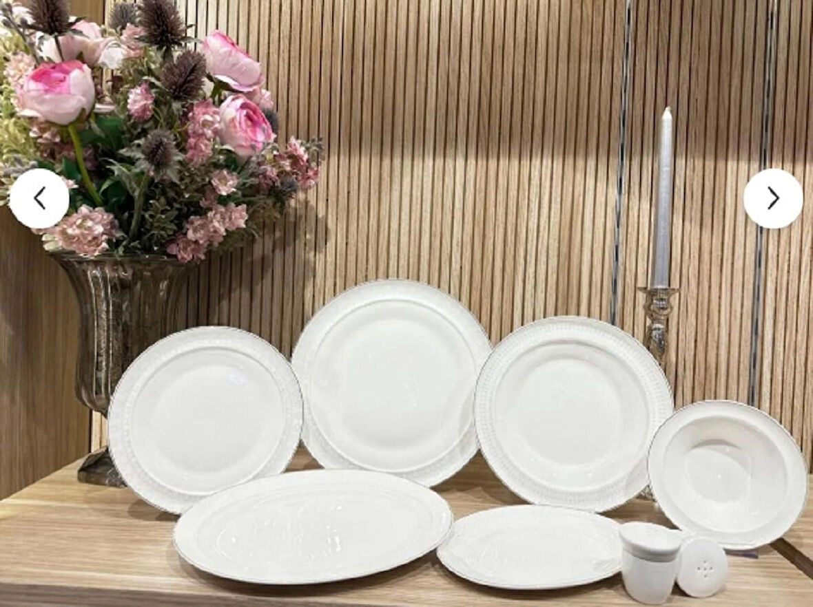 Twinkle Starlight 28 Parça Bone Porselen Yemek Takımı Platin 16PLT01