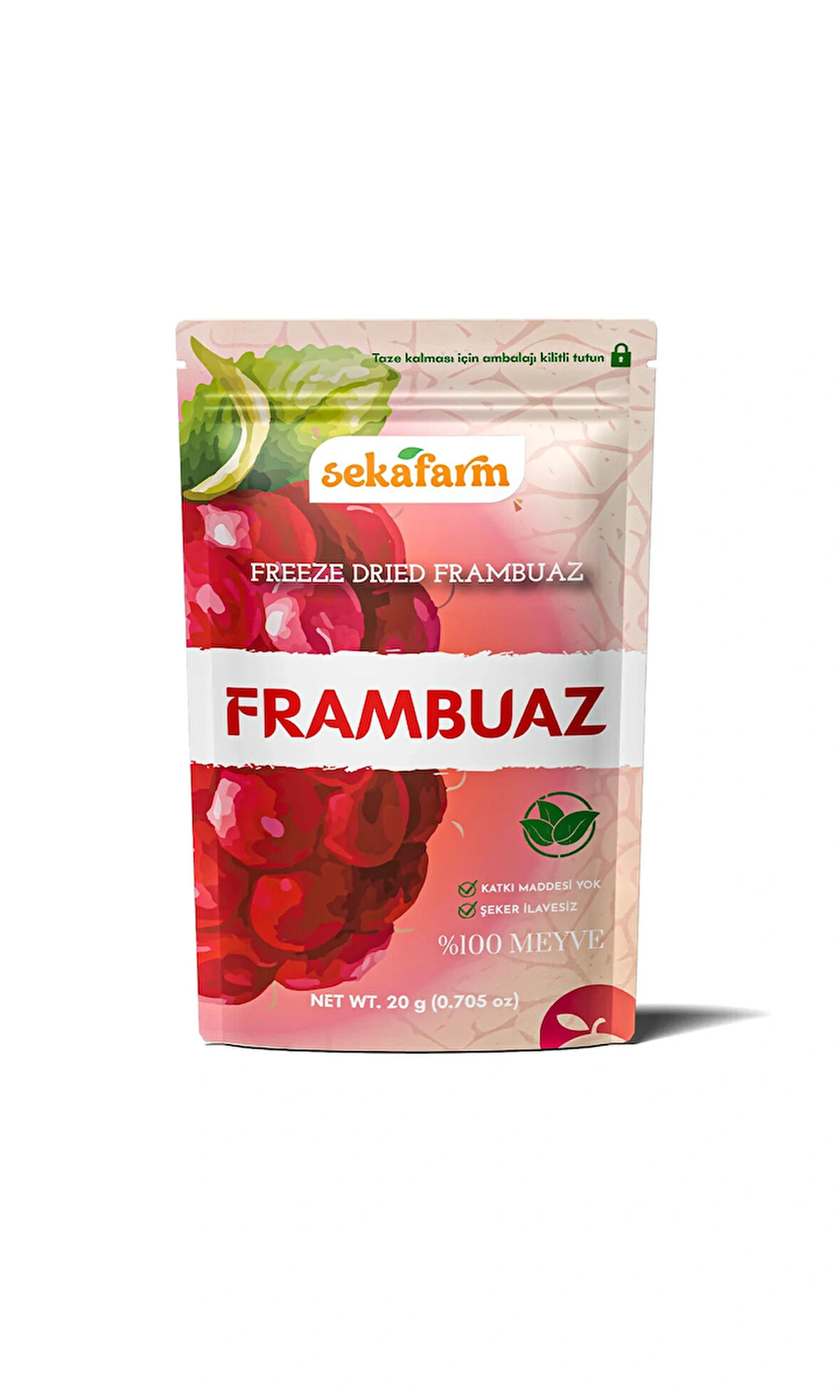 Freeze Dried Frambuaz, Dondurularak Kurutulmuş Meyve Cipsi, Freeze Dry Meyve Kurusu 20gr