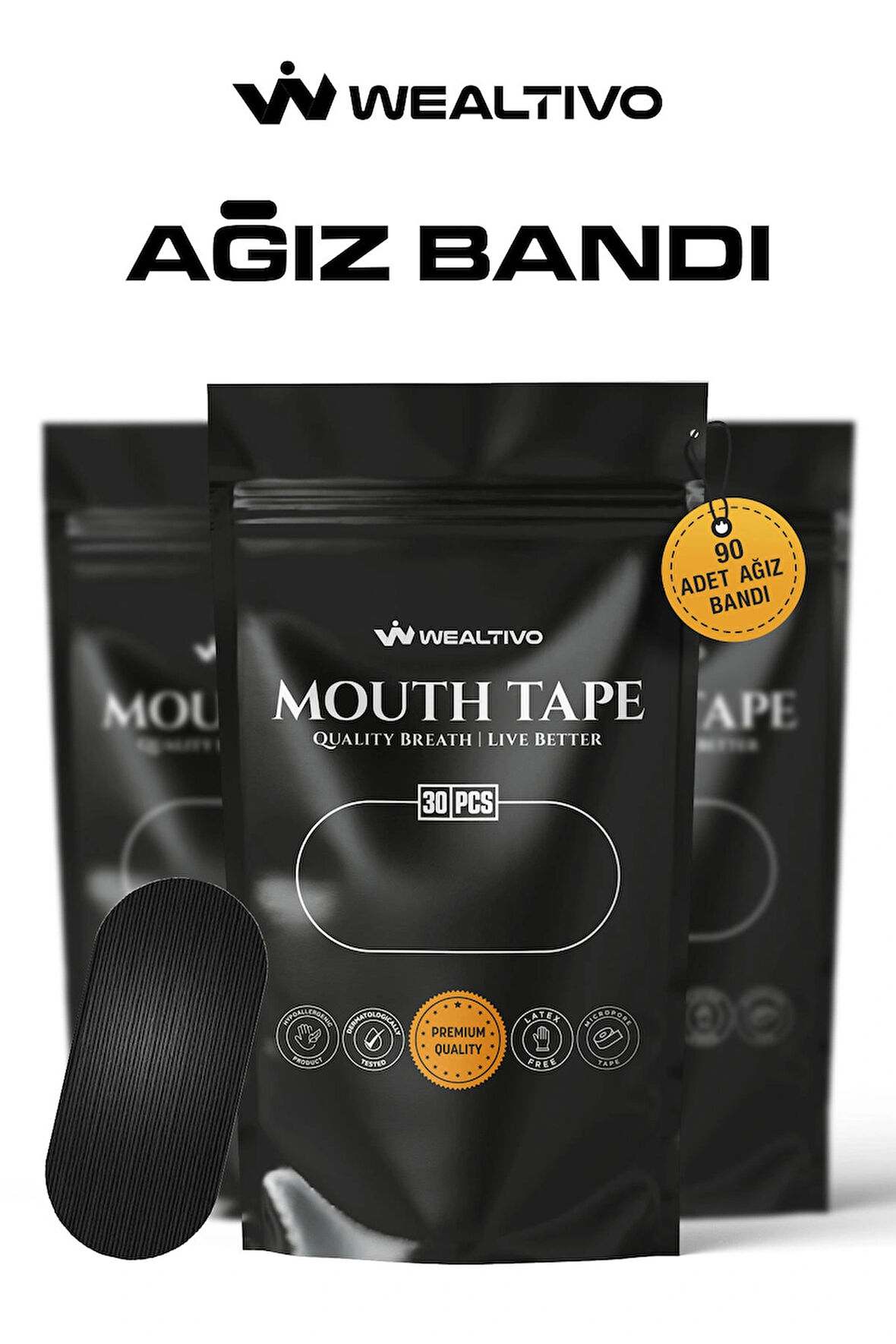 Ağız Bandı 90 Adet, Ağız Kapama Bandı Ile Horlama Önleyici Uyku, Horlamayı Azaltıcı Mouth Tape