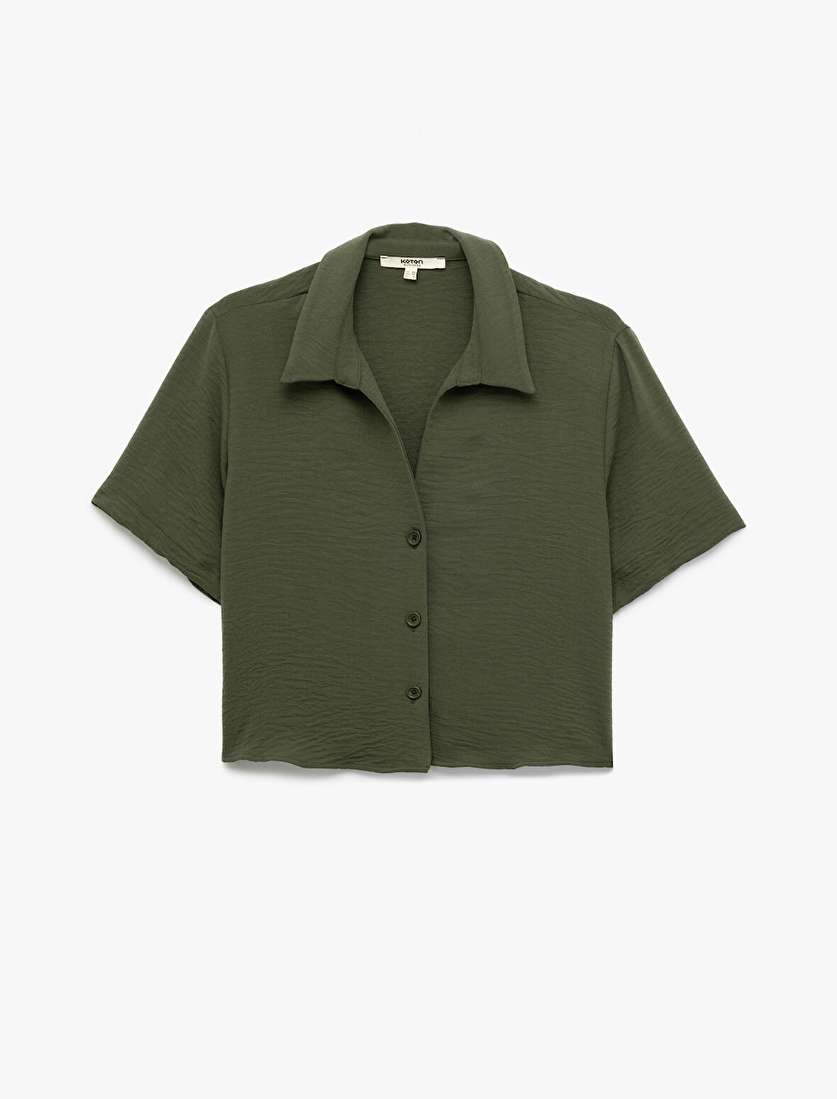 Regular Fit Kaçık Yaka Kısa Kollu Gömlek