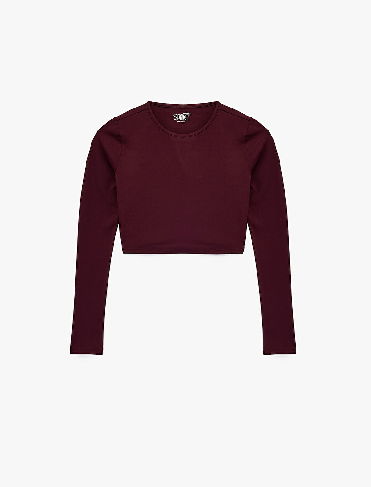 Slim Fit Uzun Kollu Bisiklet Yaka Crop Spor Tişört