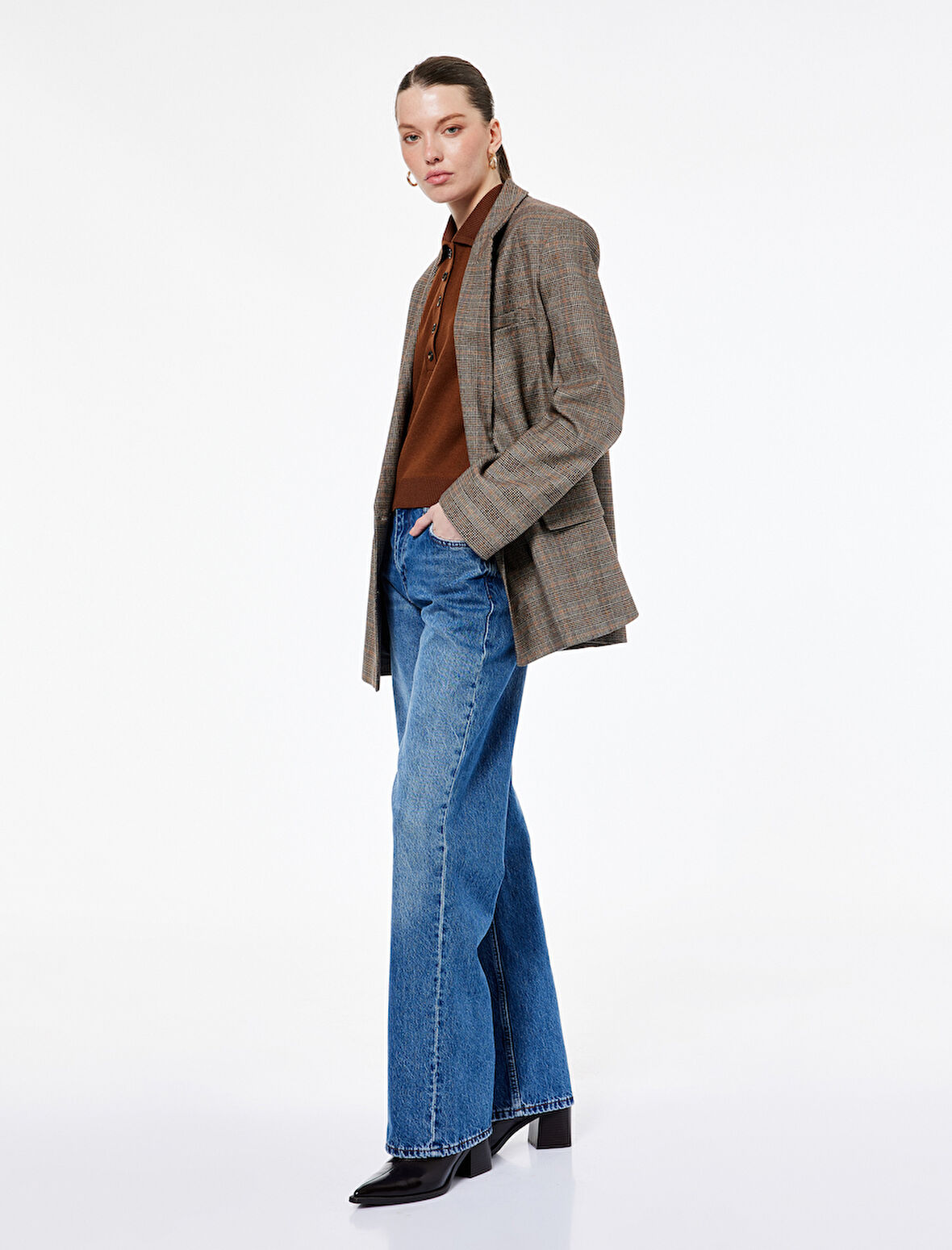 Regular Fit Kolsuz Yarım Düğmeli Polo Yaka Triko Süveter