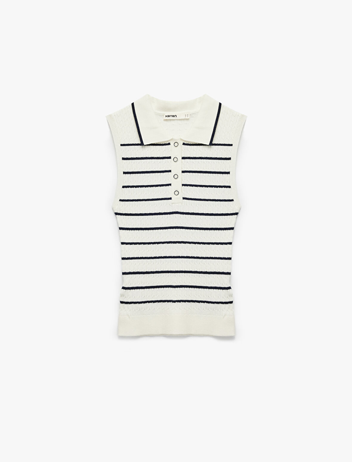 Yarım Düğmeli Polo Yaka Triko Kolsuz Bluz