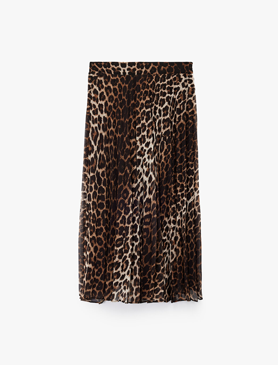 Leopar Desenli Midi Pileli Etek