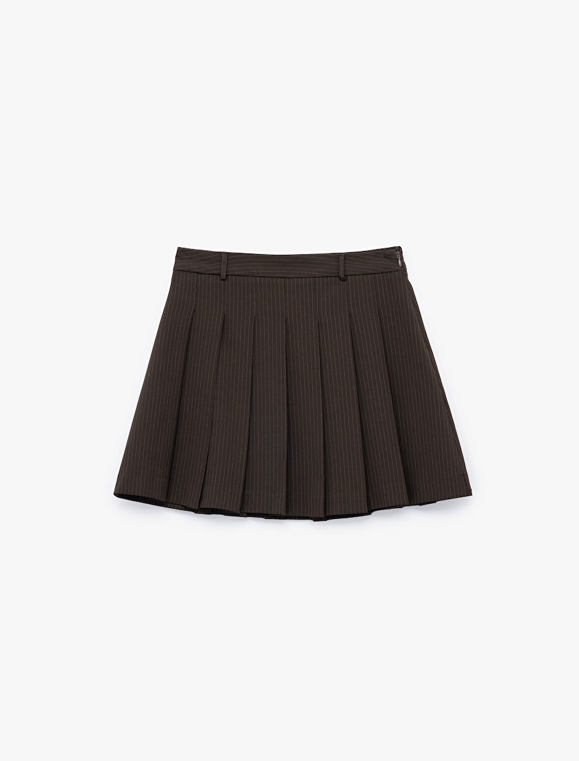 Çizgili A Kesim Mini Pileli Etek