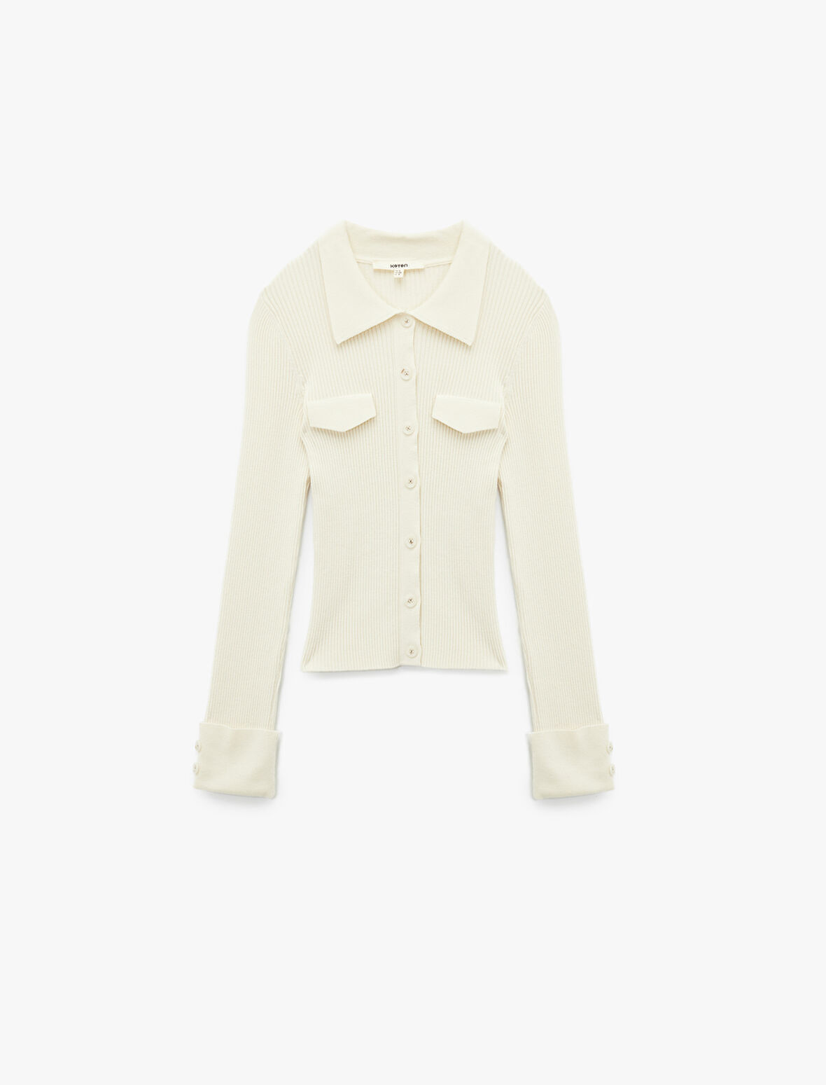 Polo Yaka Viskon Karışımlı Cepli Uzun Kollu Triko Kazak