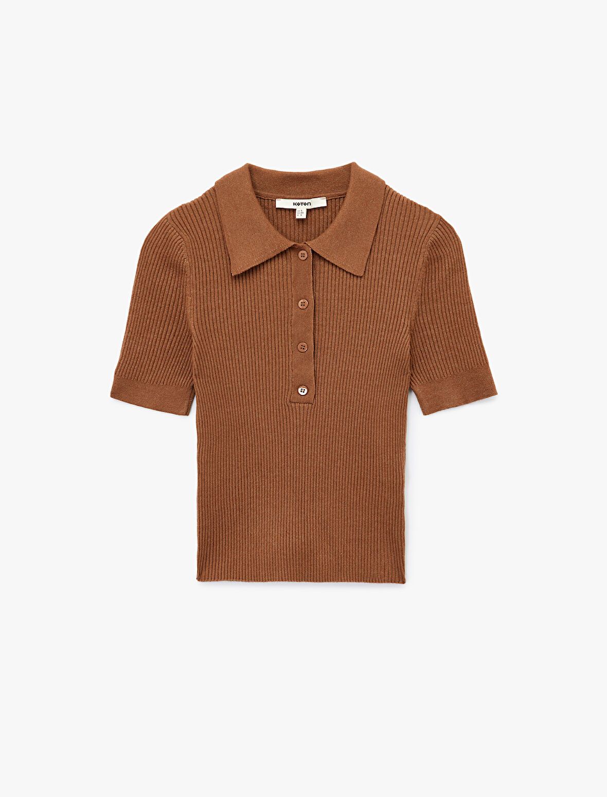 Yarım Düğmeli Kısa Kollu Polo Yaka Triko Kazak