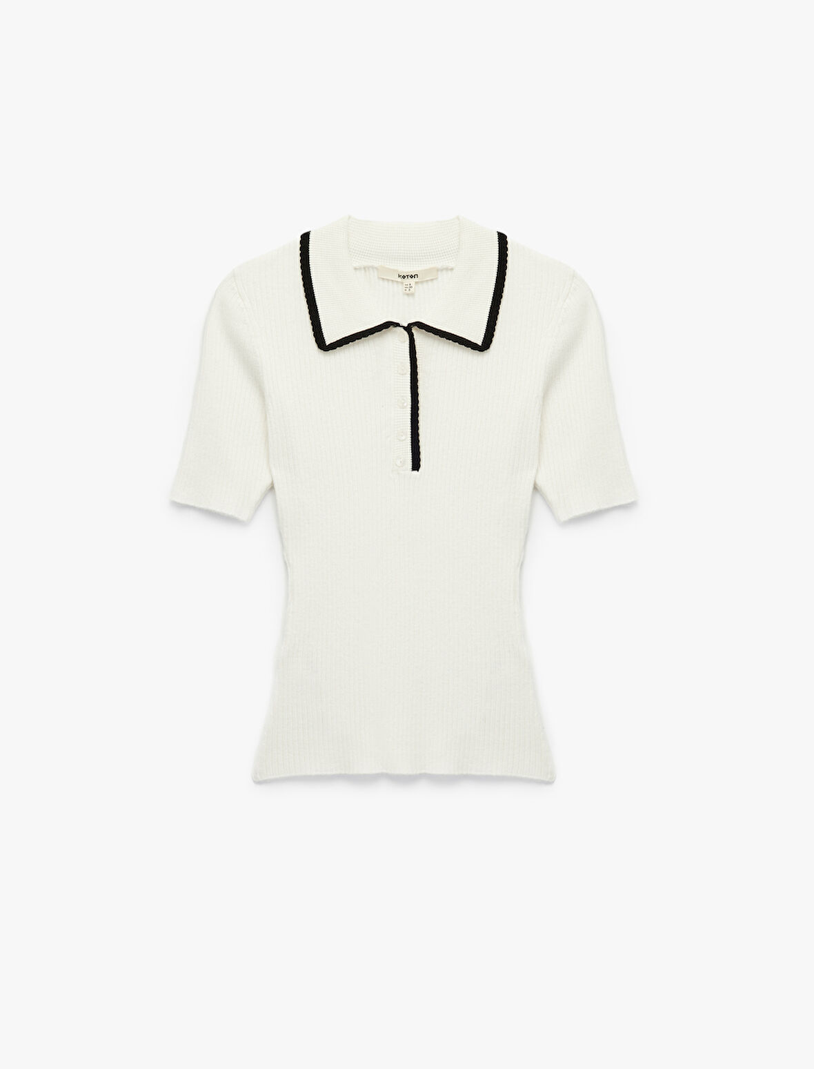 Renk Kontrast Detaylı Kısa Kollu Polo Yaka Triko Kazak