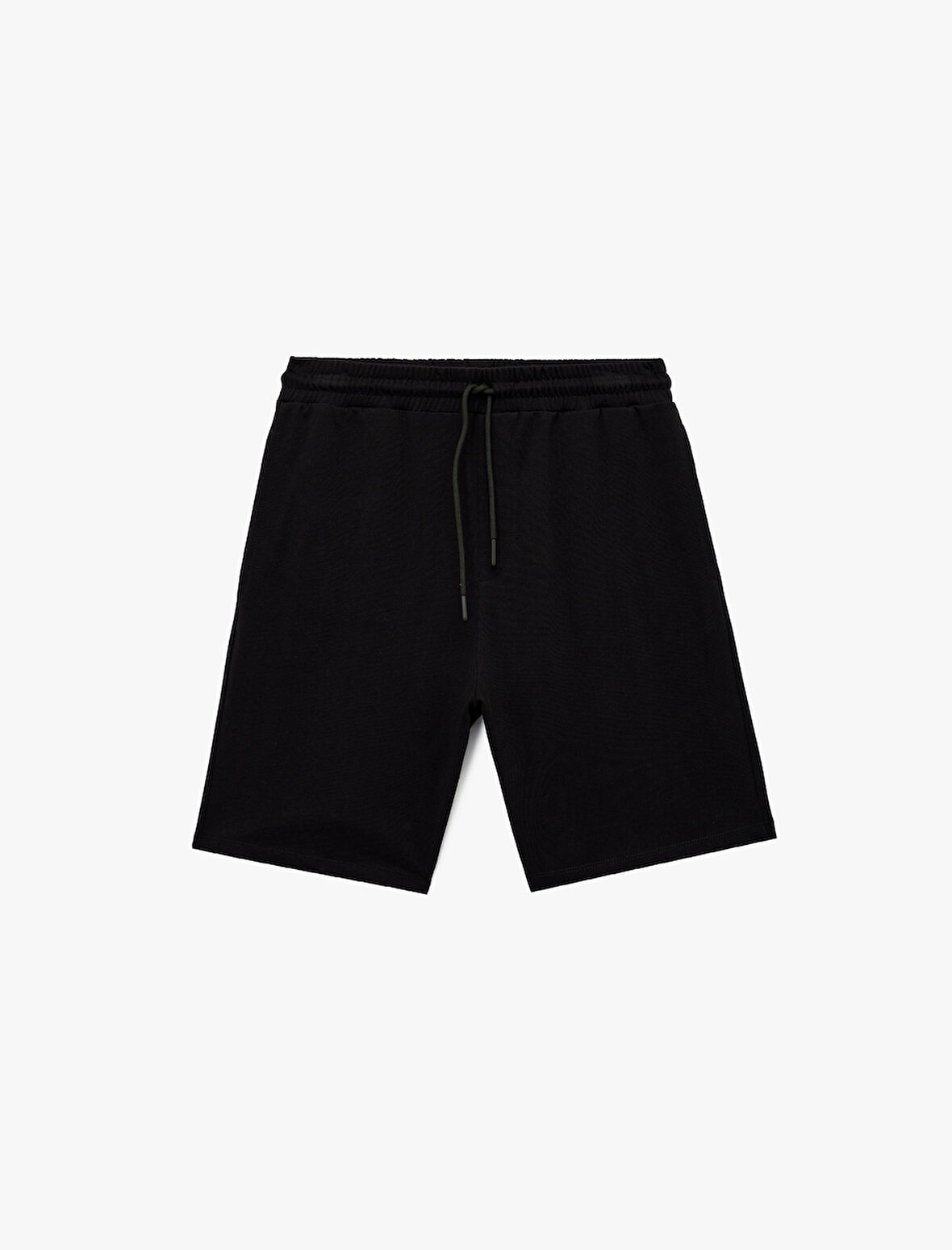 Beli Bağcıklı Cep Detaylı Pamuklu Straight Fit Spor Şort