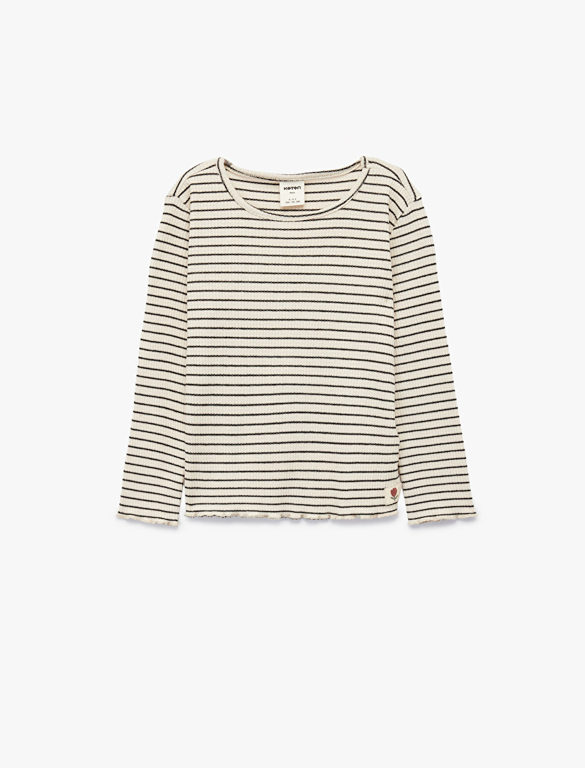 Uzun Kollu Bisiklet Yaka Çizgili Tişört