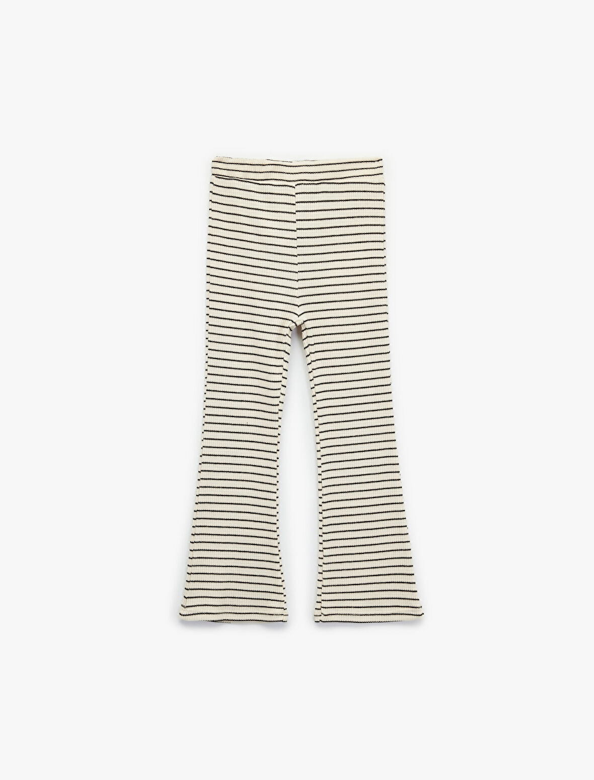 Beli Lastikli Çizgili İspanyol Paça Tayt