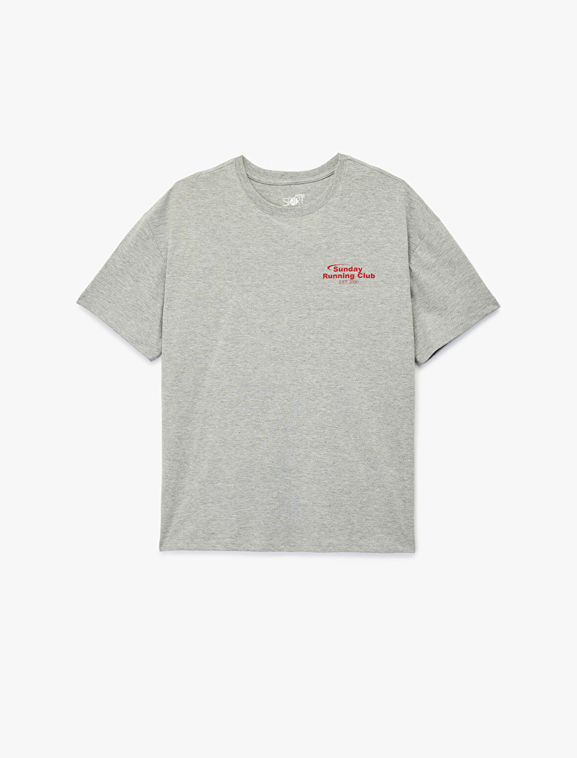 Oversize Kısa Kollu Bisiklet Yaka Baskılı Spor Tişört