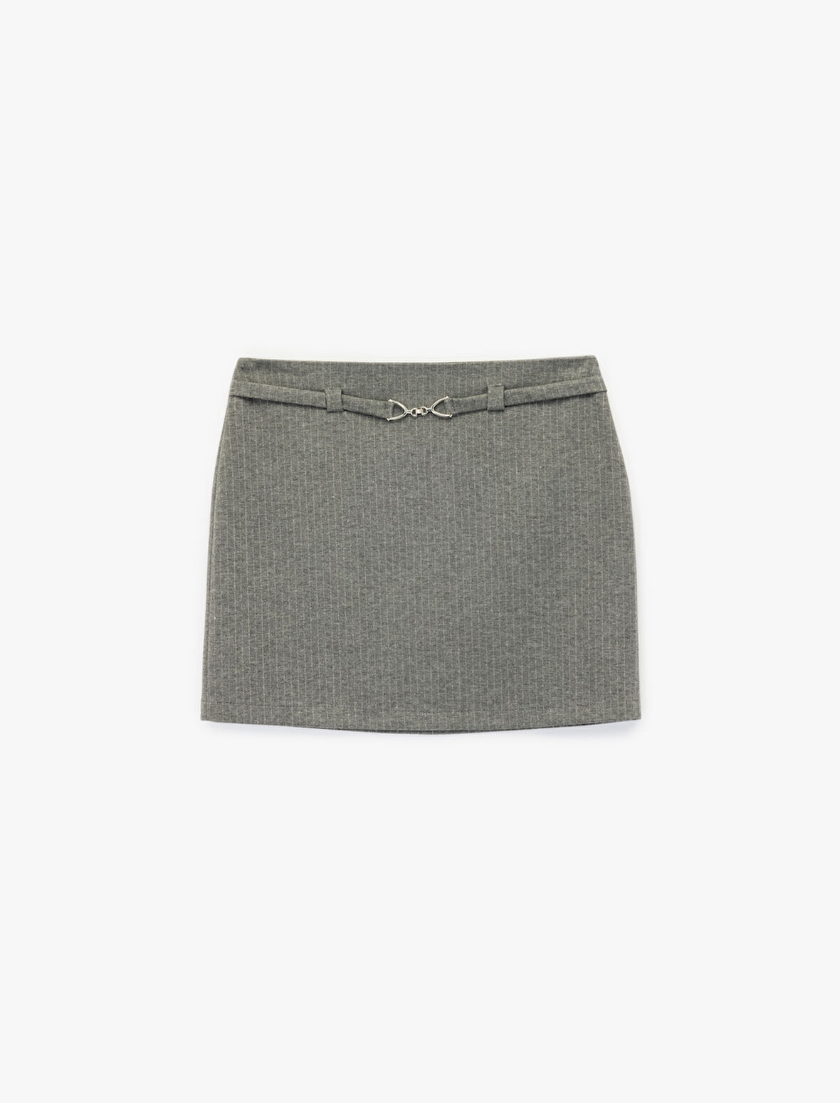 Metal Aksesuarlı Kemer Detaylı Mini Etek
