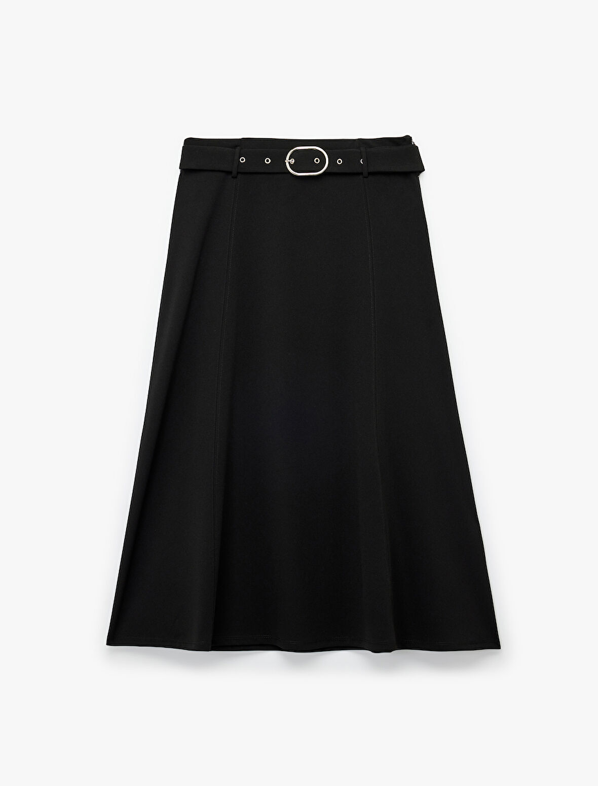 Kemer Detaylı Midi Boy Kloş Etek