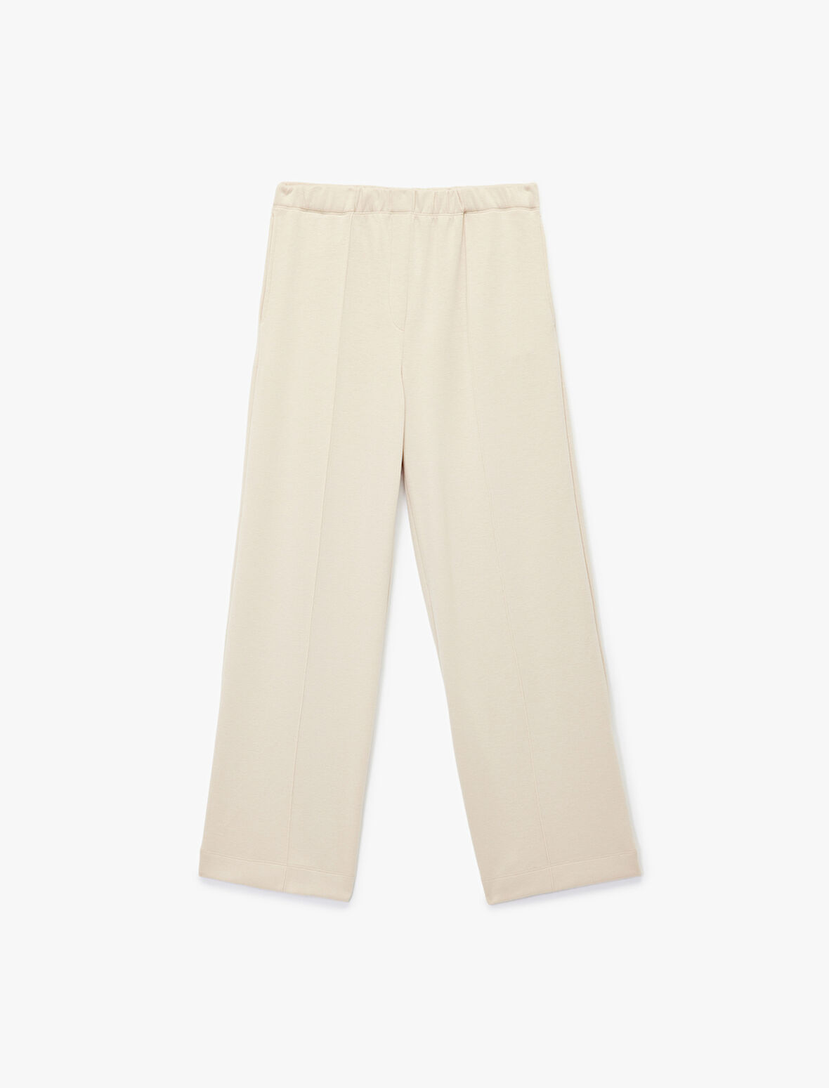 Nervürlü Scuba Kumaş Uzun Düz Bol Paça Eşofman Altı