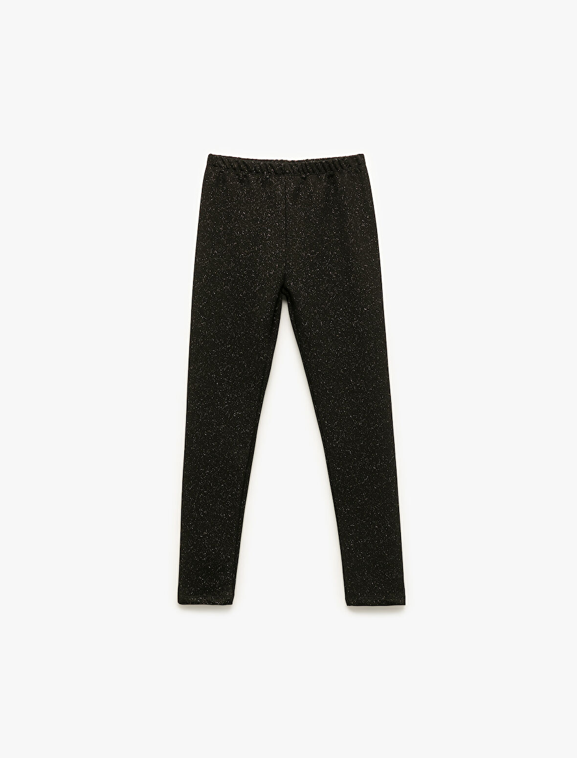 Beli Lastikli Pamuk Karışımlı Simli Uzun Tayt