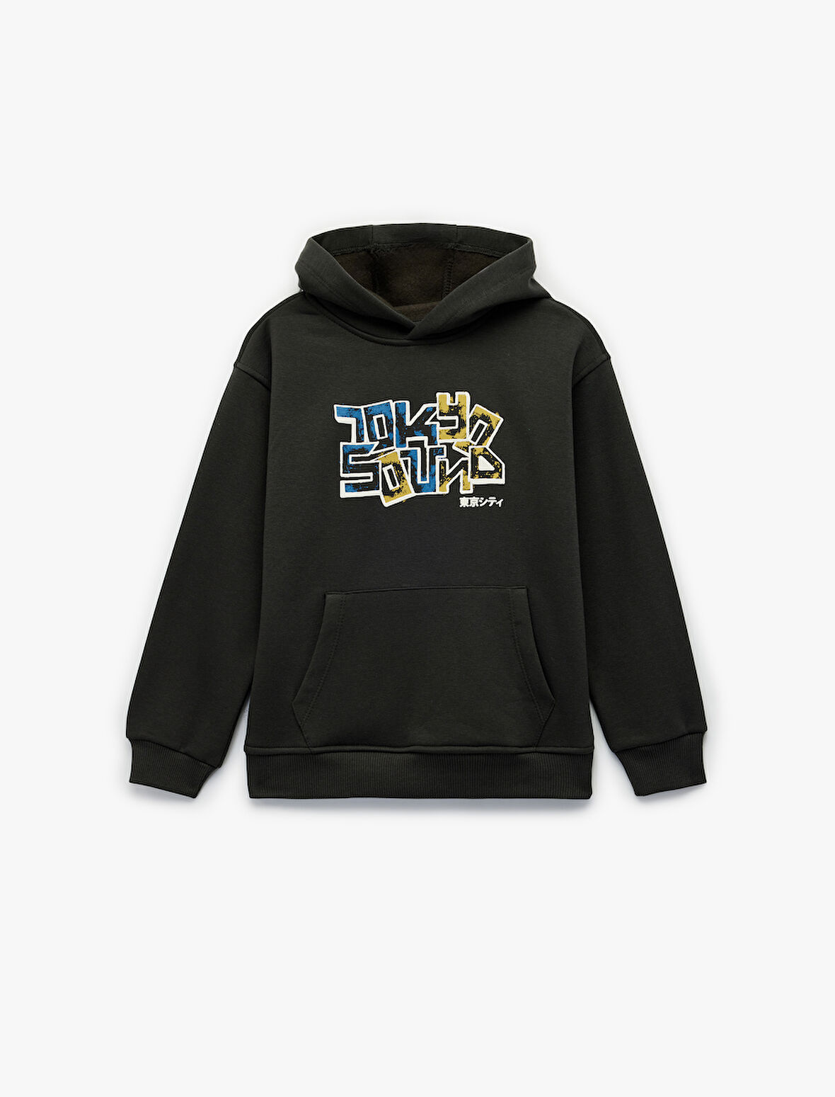 Uzun Kollu Baskılı Oversize Kapşonlu Sweatshirt