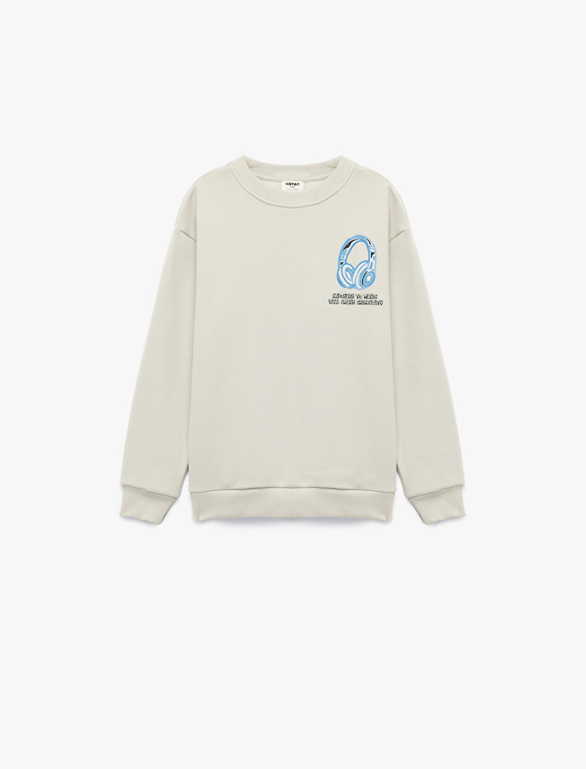 Uzun Kollu Bisiklet Yaka Baskılı Oversize Sweatshirt