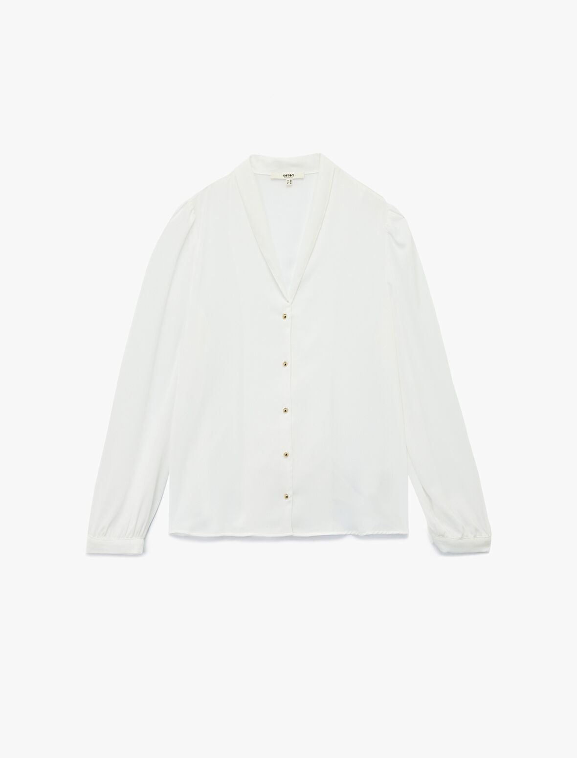 Krep Kumaş Uzun Kollu Şal V Yaka Gömlek