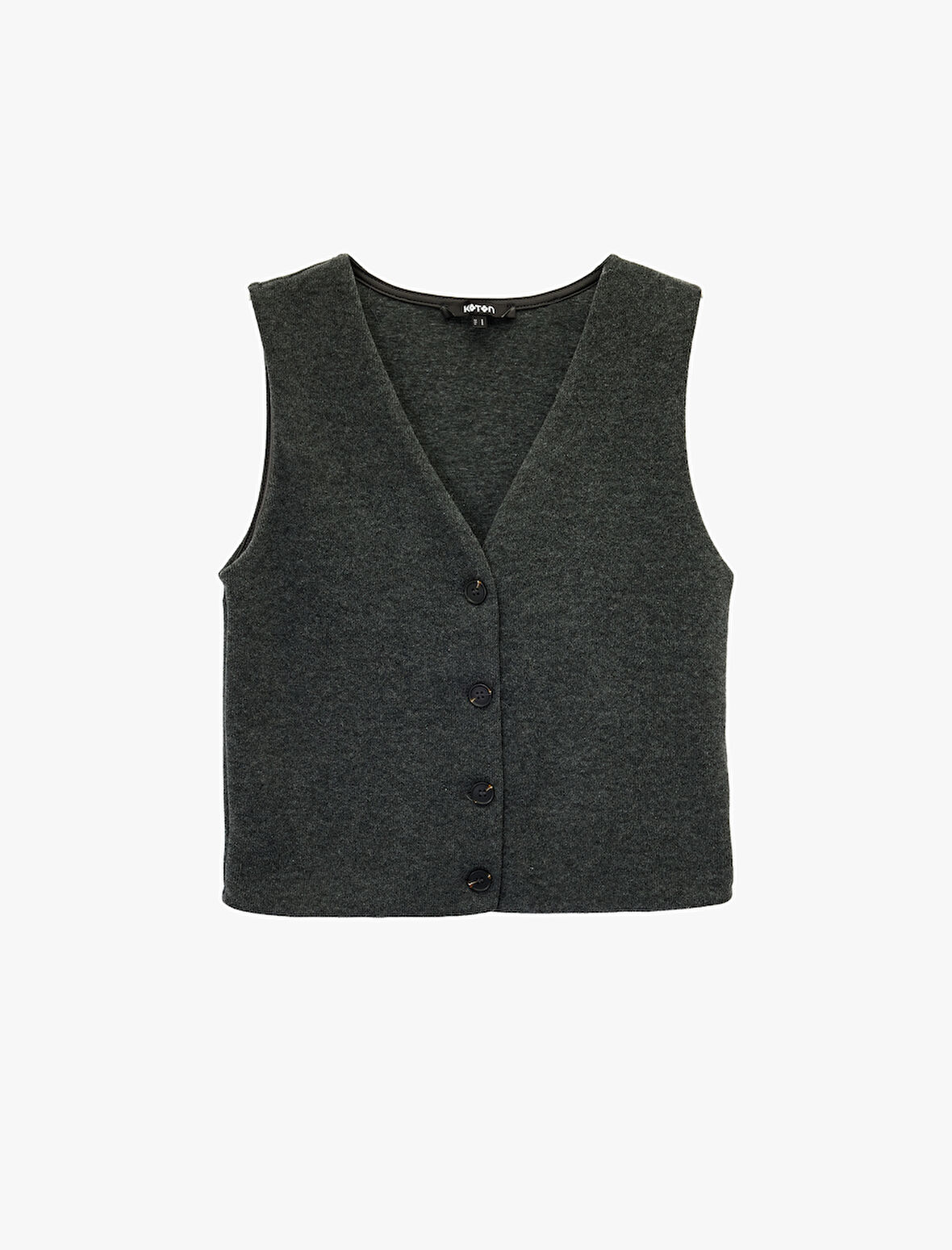 Slim Fit Düğmeli V Yaka Triko Yelek