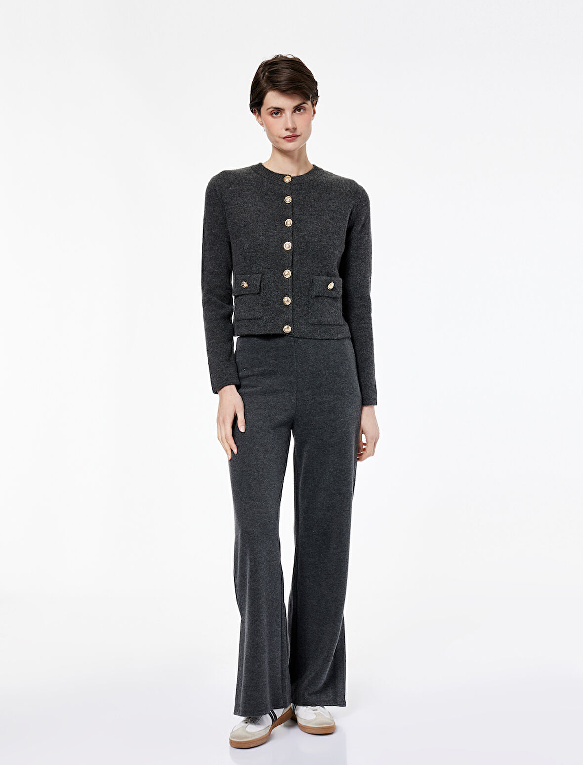 Standart Bel Düz Bol Paça Pantolon