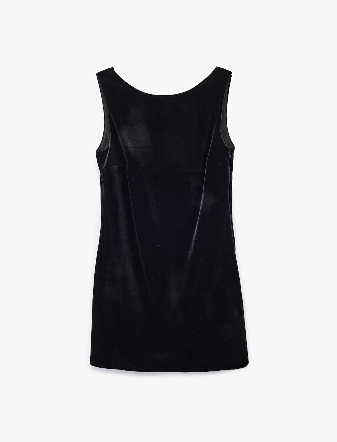 Kolsuz Fiyonklu A Kesim V Yaka Kadife Mini Abiye Elbise