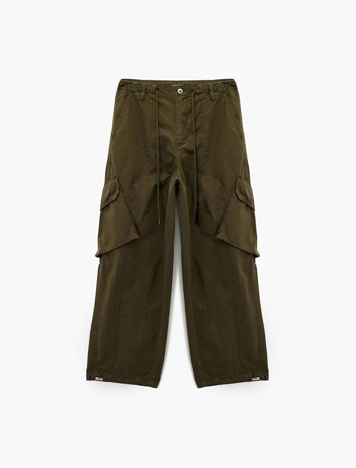 Pamuklu Rahat Kalıp Stoperli Beli Bağcıklı Kargo Cepli Balon Pantolon