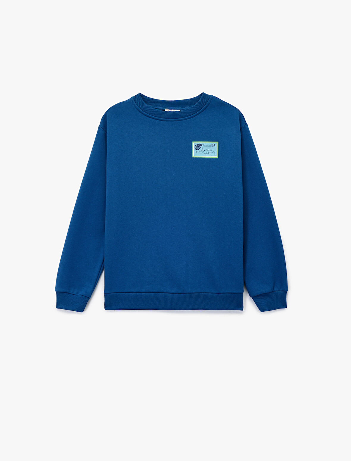 Pamuklu Uzun Kollu Bisiklet Yaka Baskılı Sweatshirt