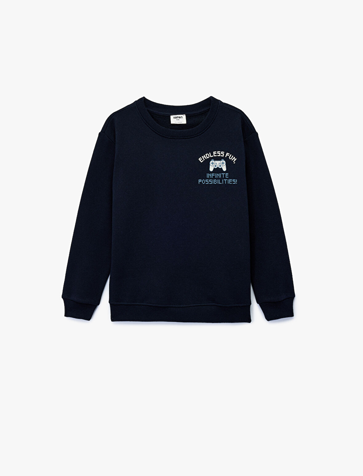 Bisiklet Yaka Uzun Kollu Baskılı Sweatshirt