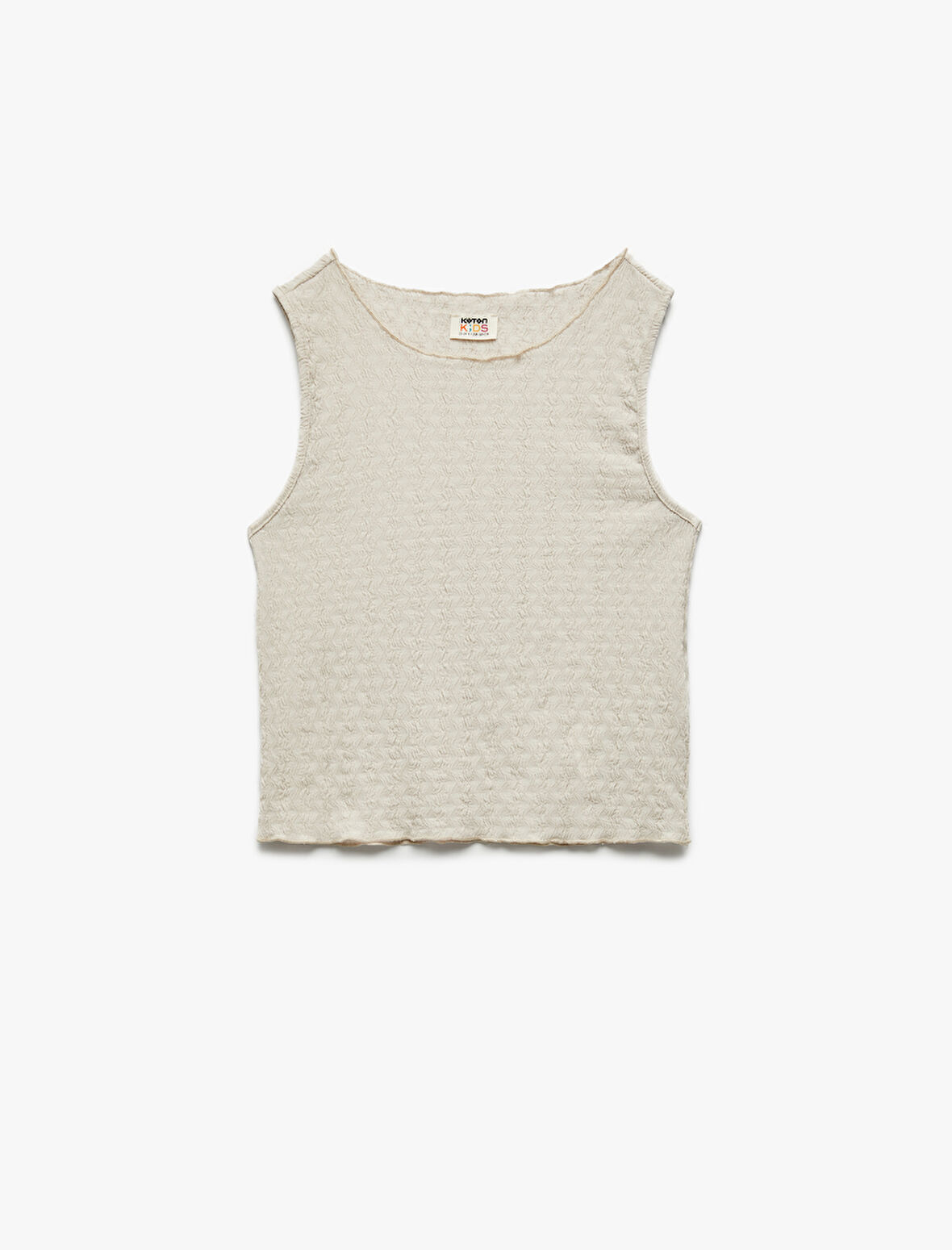 Bisiklet Yaka Kolsuz Basic Dokulu Crop Atlet