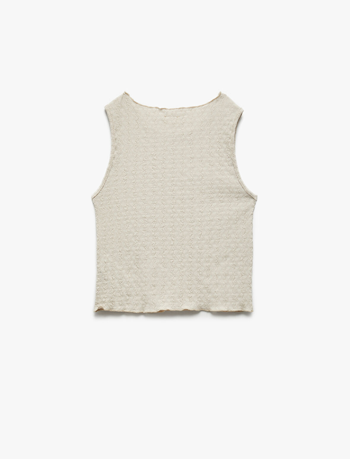 Bisiklet Yaka Kolsuz Basic Dokulu Crop Atlet