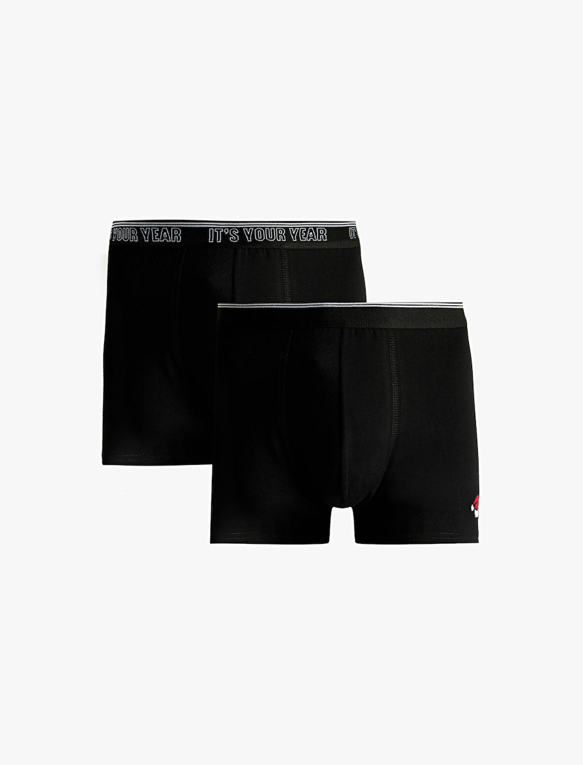 Rahat Kalıp Yılbaşı Baskılı Pamuklu 2'li Boxer Seti