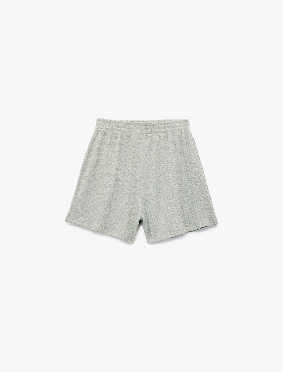 Slim Fit Beli Lastikli Dokulu Mini Şort