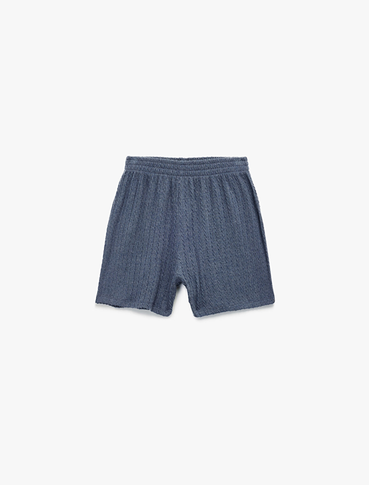 Slim Fit Beli Lastikli Dokulu Mini Şort