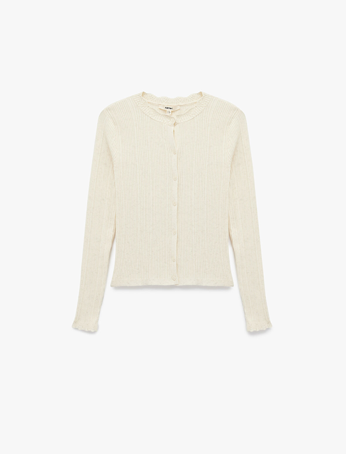 Uzun Kollu Bisiklet Yaka Düğmeli Triko Hırka