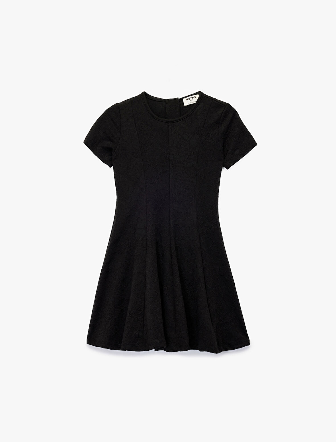 Kısa Kollu Bisiklet Yaka Pileli Basic Elbise