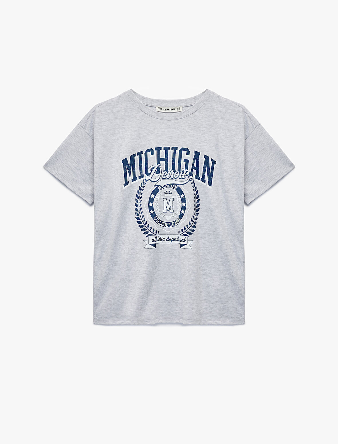 Kısa Kollu Kolej Baskılı Bisiklet Yaka Oversize Tişört