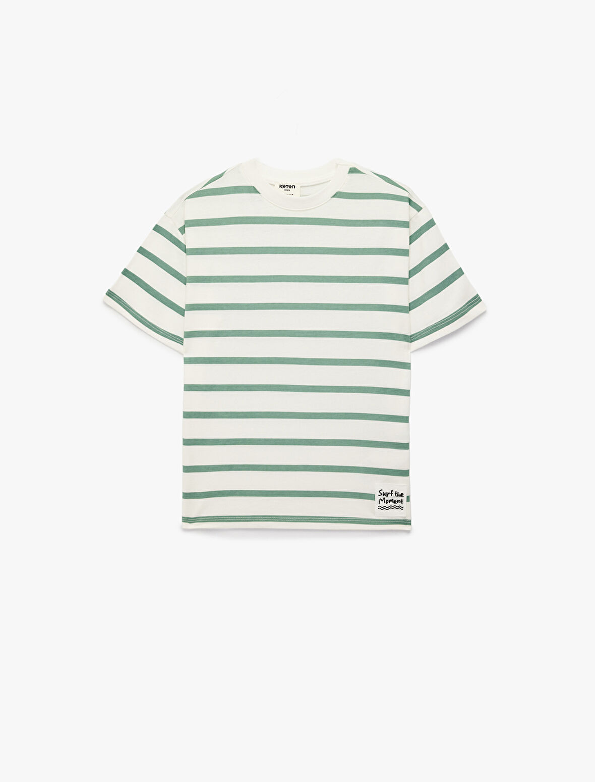 Kısa Kollu Bisiklet Yaka Pamuklu Çizgili Tişört