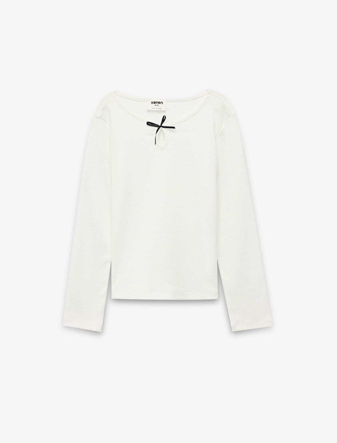 Uzun Kollu Bisiklet Yaka Pamuklu Fiyonklu Tişört