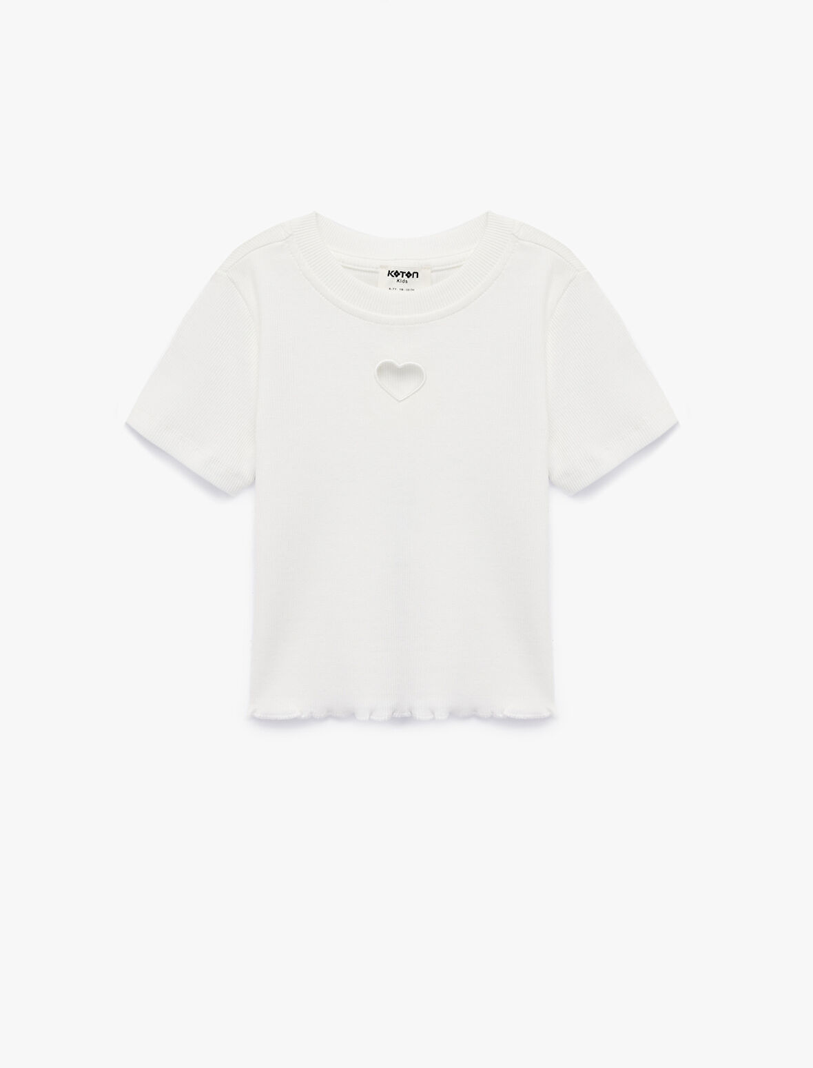 Pamuklu Kısa Kollu Kalp Pencere Detaylı Crop Tişört