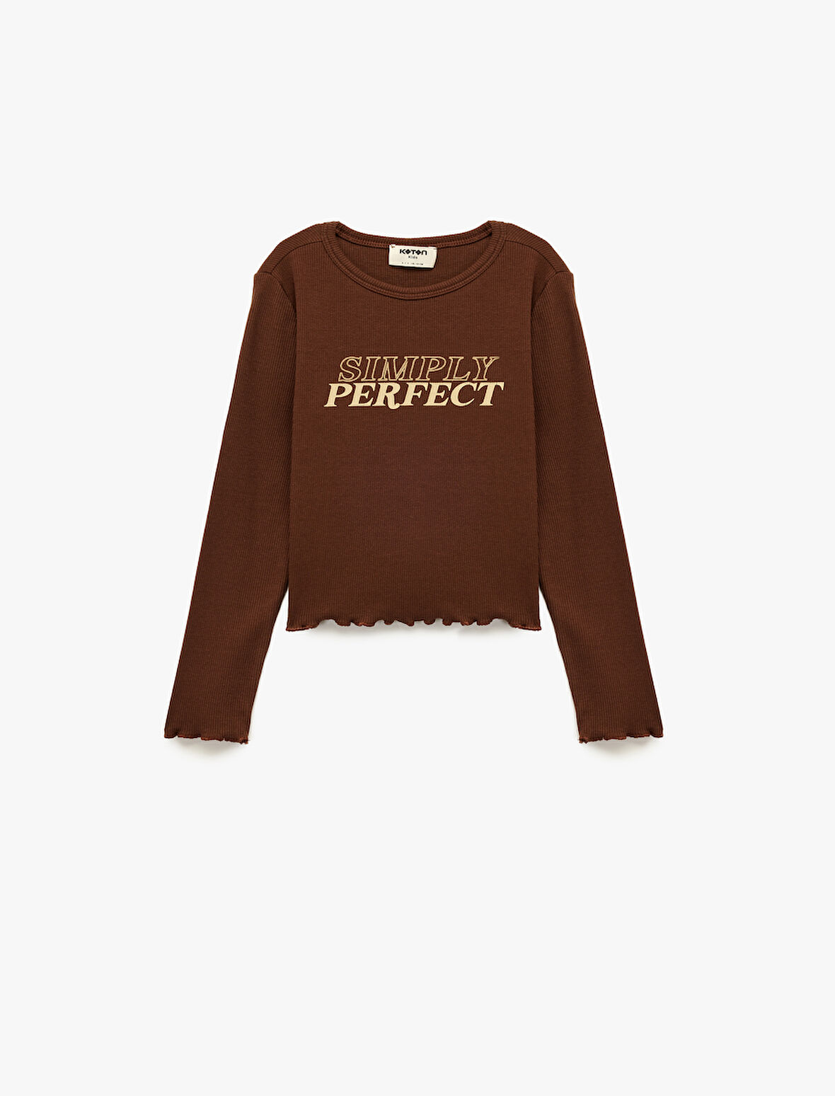 Ribanalı Uzun Kollu Bisiklet Yaka Pamuklu Tişört