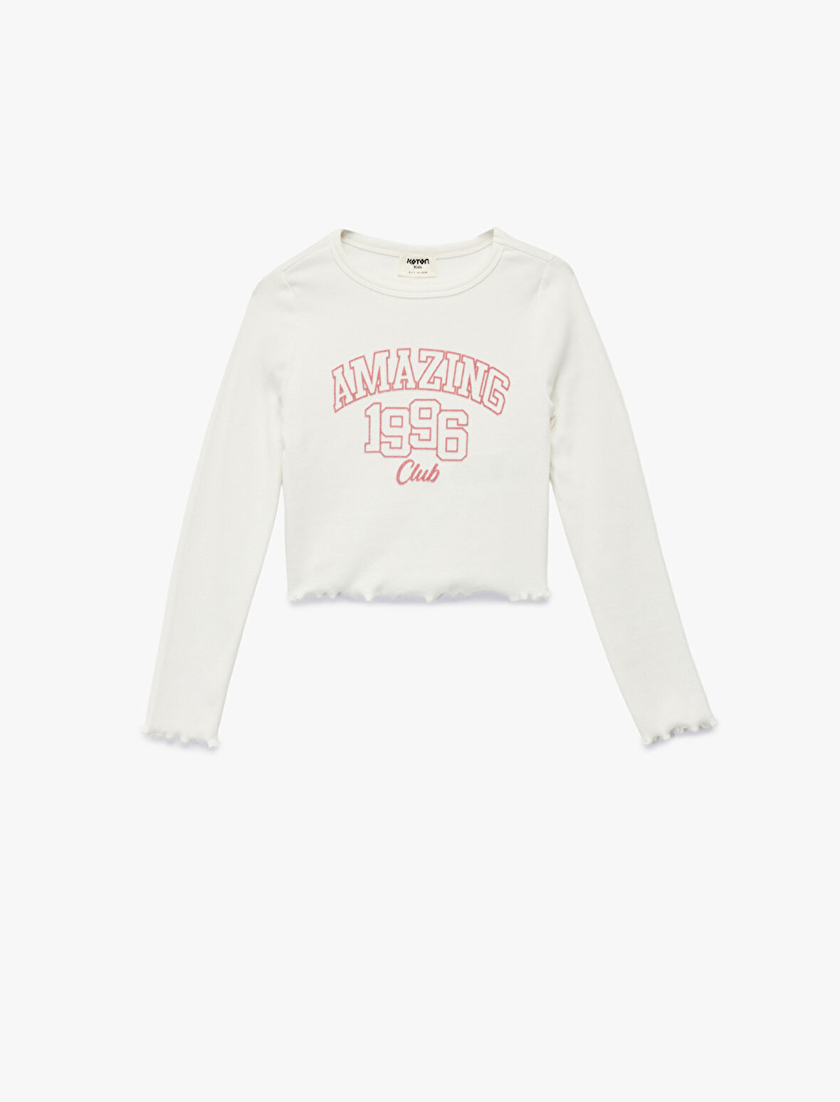 Baskılı Bisiklet Yaka Pamuklu Uzun Kollu Tişört