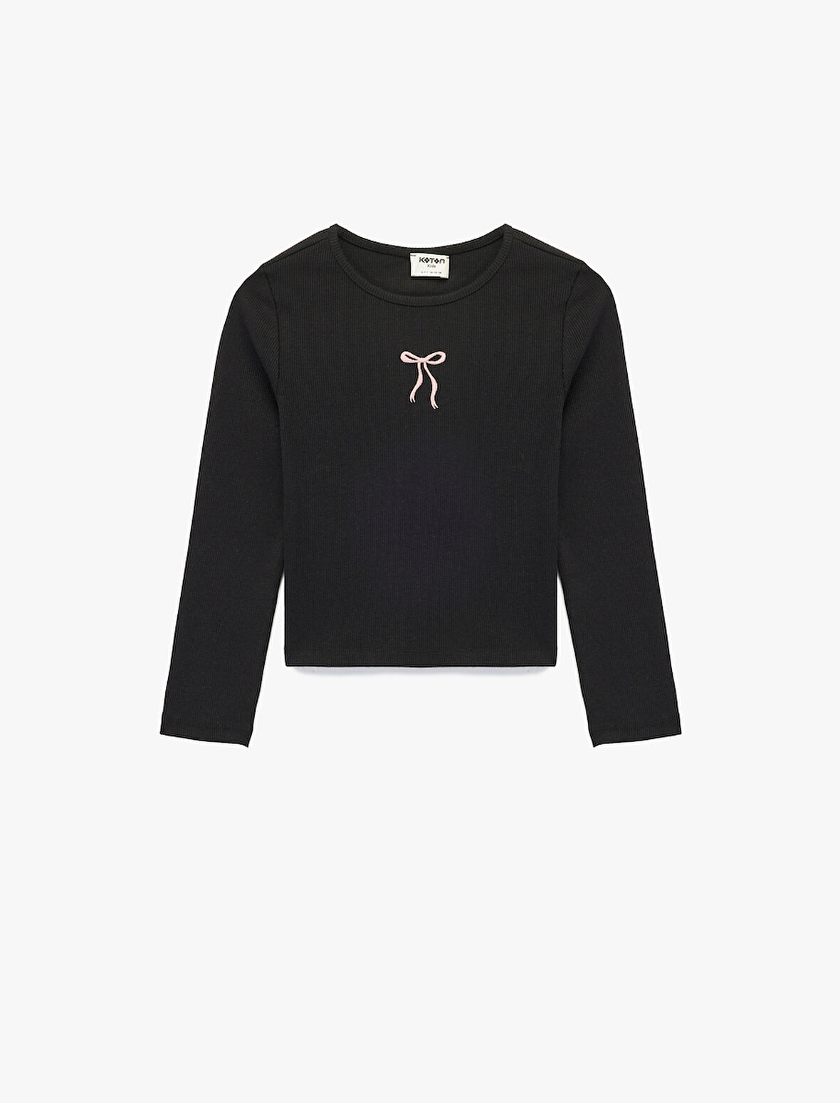 Pamuklu Fiyonk Baskılı Bisiklet Yaka Uzun Kollu Tişört