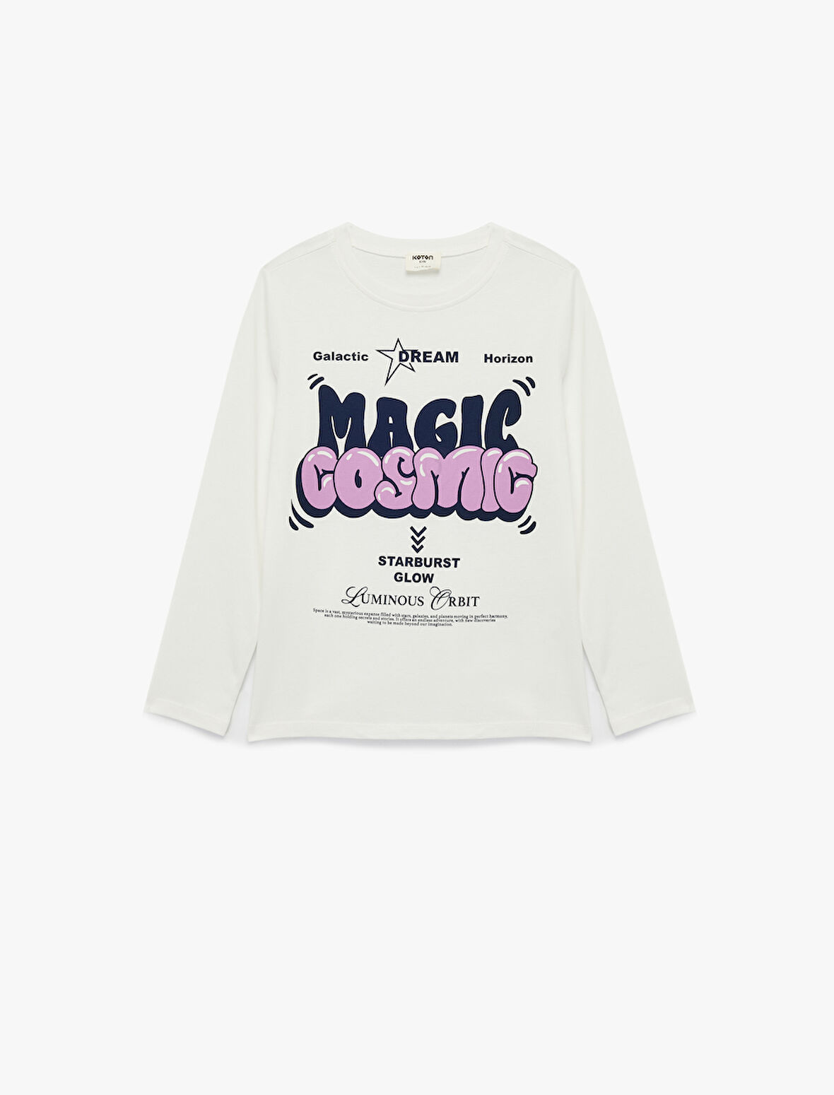 Pamuklu Bisiklet Yaka Uzun Kollu Baskılı Tişört