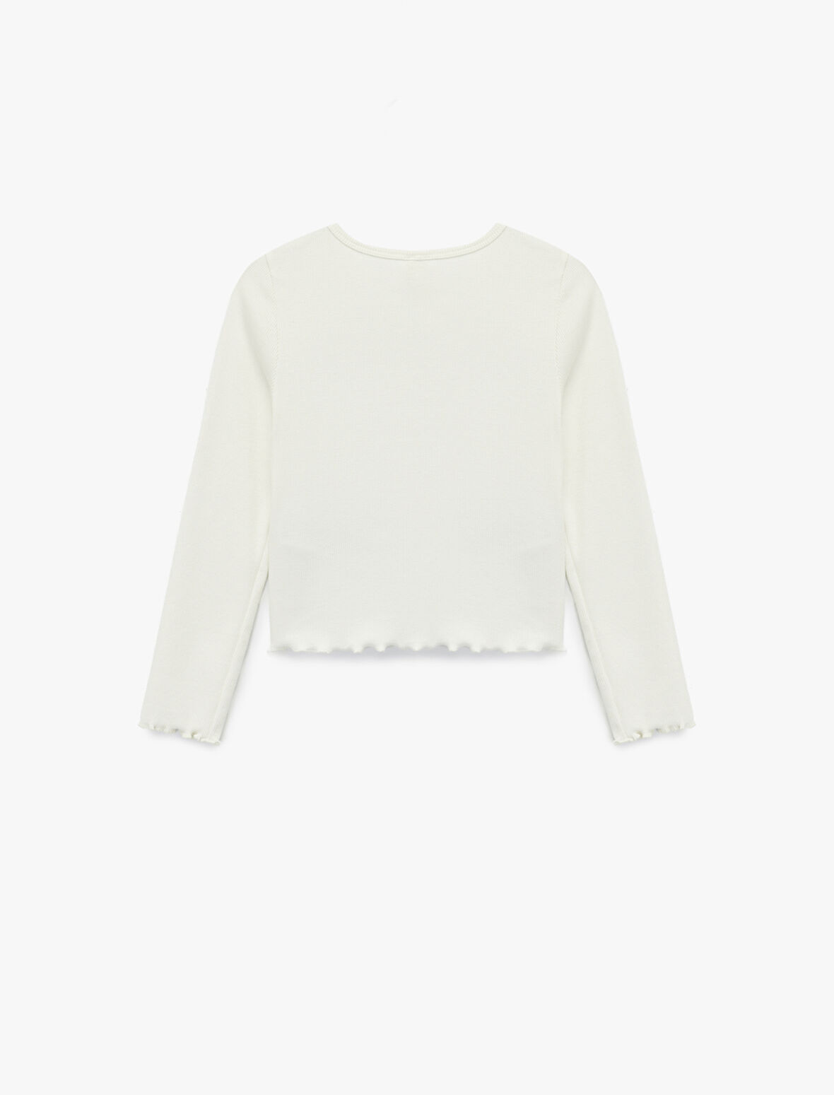 Pamuklu Uzun Kollu Bisiklet Yaka Baskılı Tişört